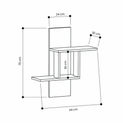 Etagère murale 2 tablettes H70 cm - MILL