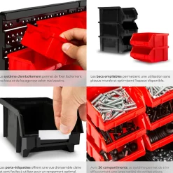 Etagère murale avec 30 bacs de rangement 31 pièces