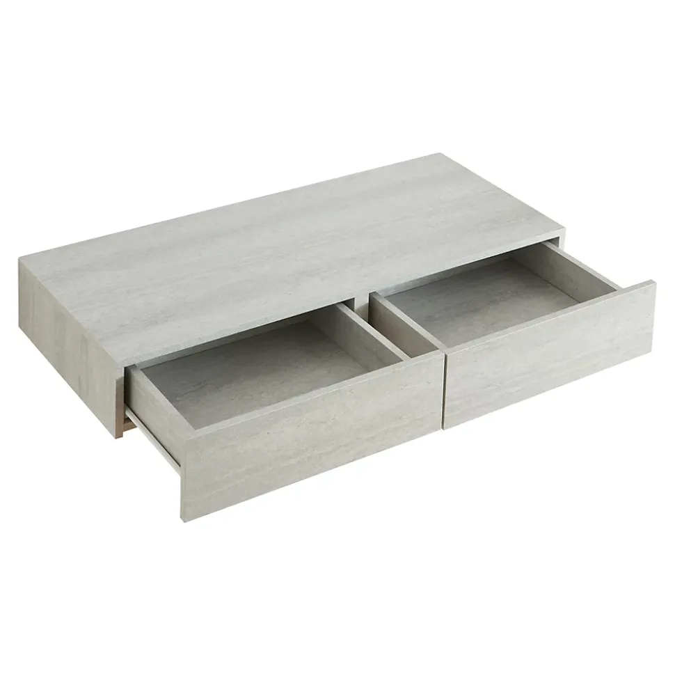 Etagère murale avec 2 tiroirs Karstula 80 x 35 x 12 cm effet béton en.casa