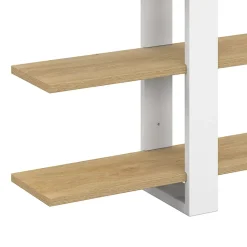 Etagère murale avec étagères coulissantes ORA 4 niveaux façon hêtre et blanc