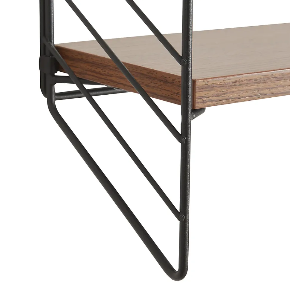 Etagère murale Boemlo avec 2 niveaux 48 x 42 x 14 cm noir effet noyer en.casa