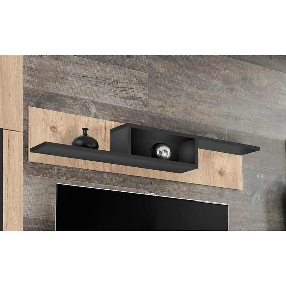 Etagère murale CRISS Chene clair et noir 150 cm