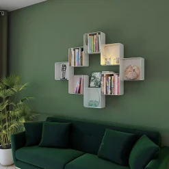 Etagère murale cube DECO-GEM, acier finition époxy noir. L.30 x H.30 x P.15 cm