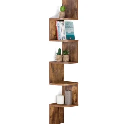 Etagère murale d'angle ISA 5 niveaux façon bois vieilli