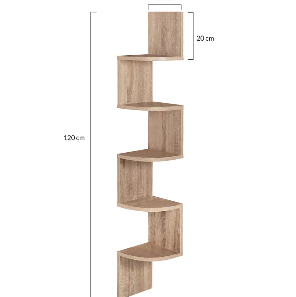 Etagère murale d'angle ISA 5 niveaux façon hêtre