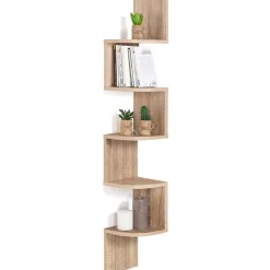 Etagère murale d'angle ISA 5 niveaux façon hêtre