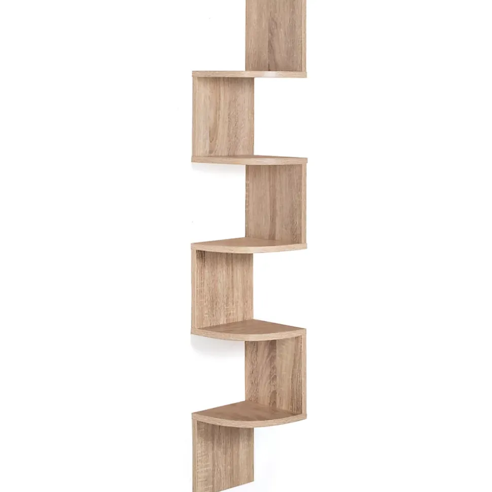Etagère murale d'angle ISA 5 niveaux façon hêtre