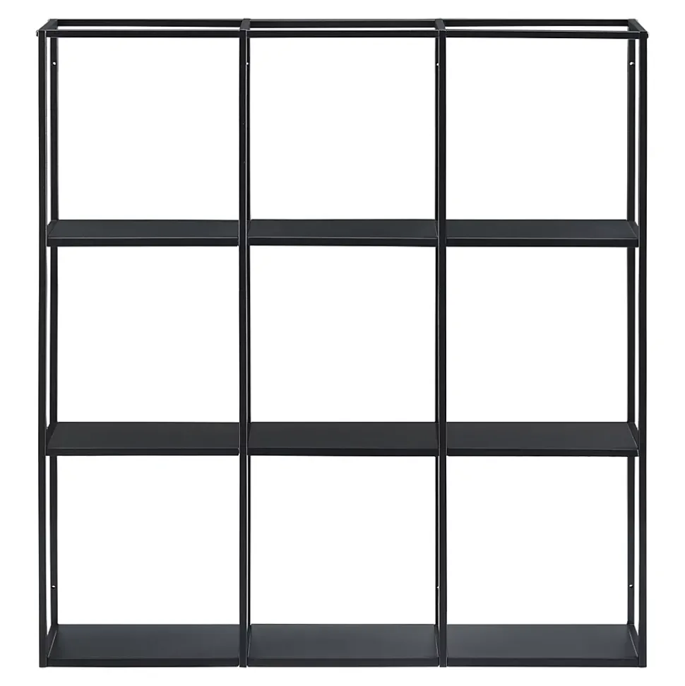 Etagère Murale Design à 9 Surfaces De Stockage Meuble De Rangement En Fer 100 X 18 X 110 Cm Noir en.casa