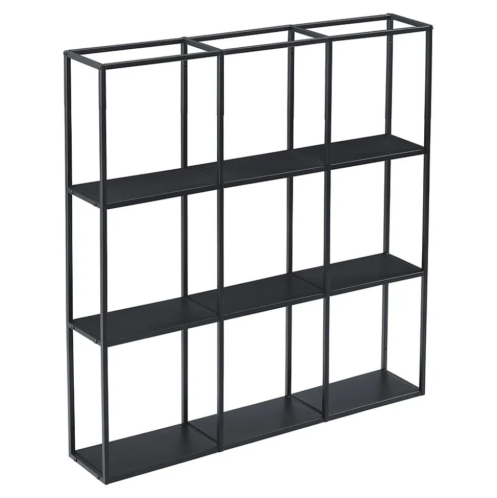 Etagère Murale Design à 9 Surfaces De Stockage Meuble De Rangement En Fer 100 X 18 X 110 Cm Noir en.casa