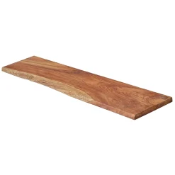 Etagère Murale en Bois Teck Indo Huilé - Bord Naturel Irrégulier Live Edge - Fixation Inclus - 18x180x1200mm - Etagère de Bureau