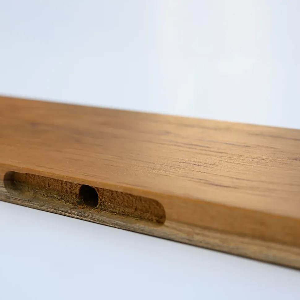 Etagère Murale en Bois Teck Huilé Rectangle - Fixation Inclus - 18x120x900mm - Etagère de Bureau, Cuisine, Salle de bain