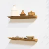 Etagère Murale en Bois Teck Huilée Rectangle - Pré-percée - 35x90x600mm - Etagère de Bureau, Cuisine, Salle de bain, Salon