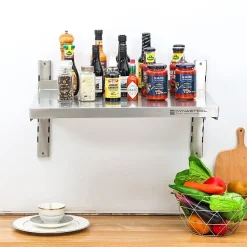 Etagère Murale en Inox sur Crémaillères - L 600 x P 400 mm