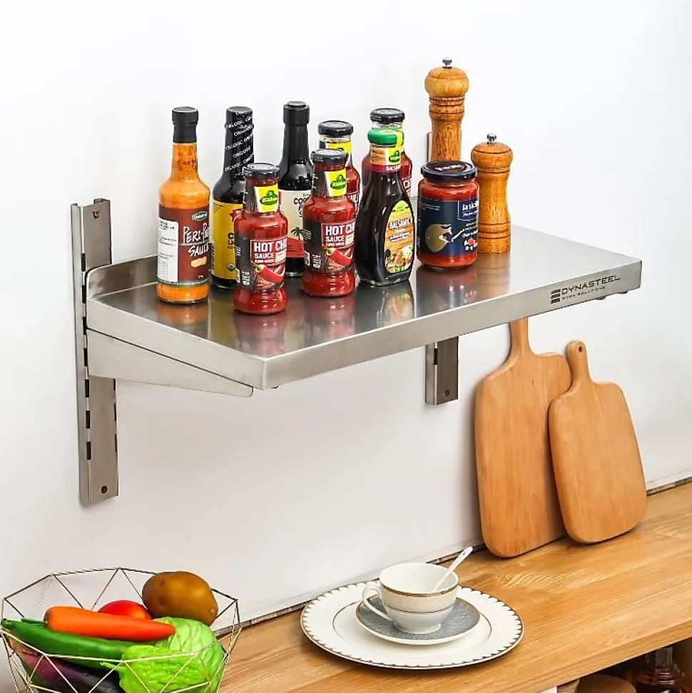 Etagère Murale en Inox sur Crémaillères - L 800 x P 300 mm
