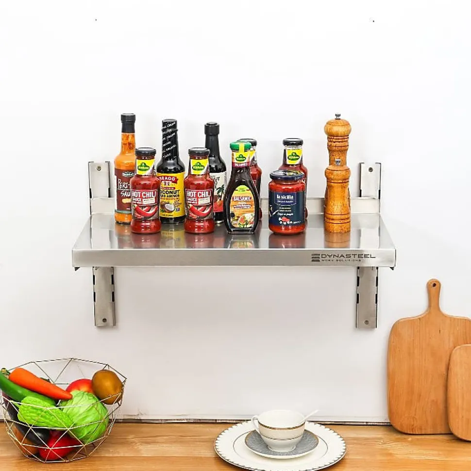 Etagère Murale en Inox sur Crémaillères - L 800 x P 300 mm