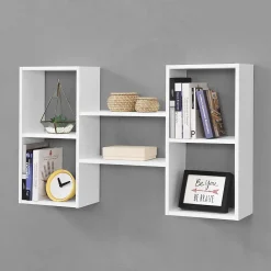 Etagère Murale Flottante Lillesand 5 Compartiments 101 x 18 x 60 cm Blanc Mat en.casa