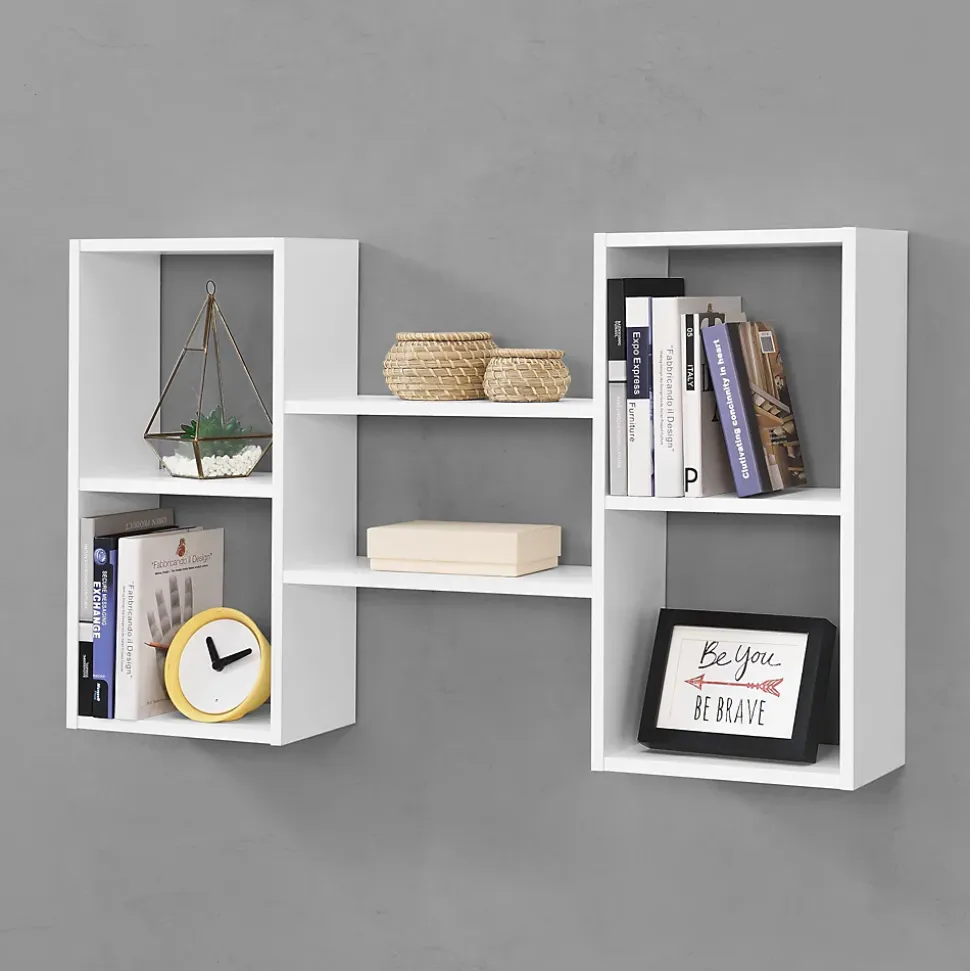Etagère Murale Flottante Lillesand 5 Compartiments 101 x 18 x 60 cm Blanc Mat en.casa