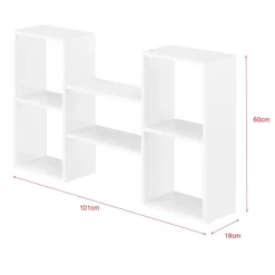 Etagère Murale Flottante Lillesand 5 Compartiments 101 x 18 x 60 cm Blanc Mat en.casa