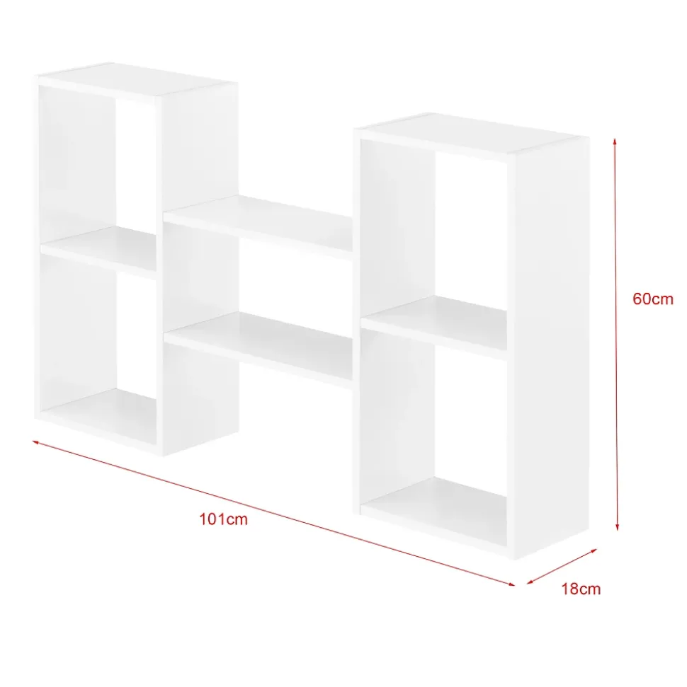 Etagère Murale Flottante Lillesand 5 Compartiments 101 x 18 x 60 cm Blanc Mat en.casa