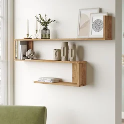 Etagère murale Kitee à 3 niveaux 71,5 x 120 x 14,5 cm effet bois de pin en.casa