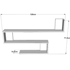 Etagère murale Kitee à 3 niveaux 71,5 x 120 x 14,5 cm effet bois de pin en.casa
