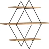 Etagère murale losange LILY 3 niveaux bois et métal design industriel