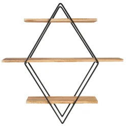 Etagère murale losange LILY 3 niveaux bois et métal design industriel