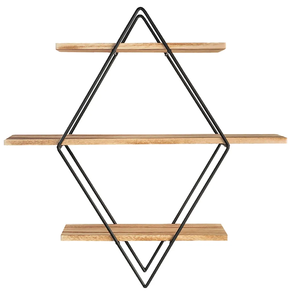 Etagère murale losange LILY 3 niveaux bois et métal design industriel