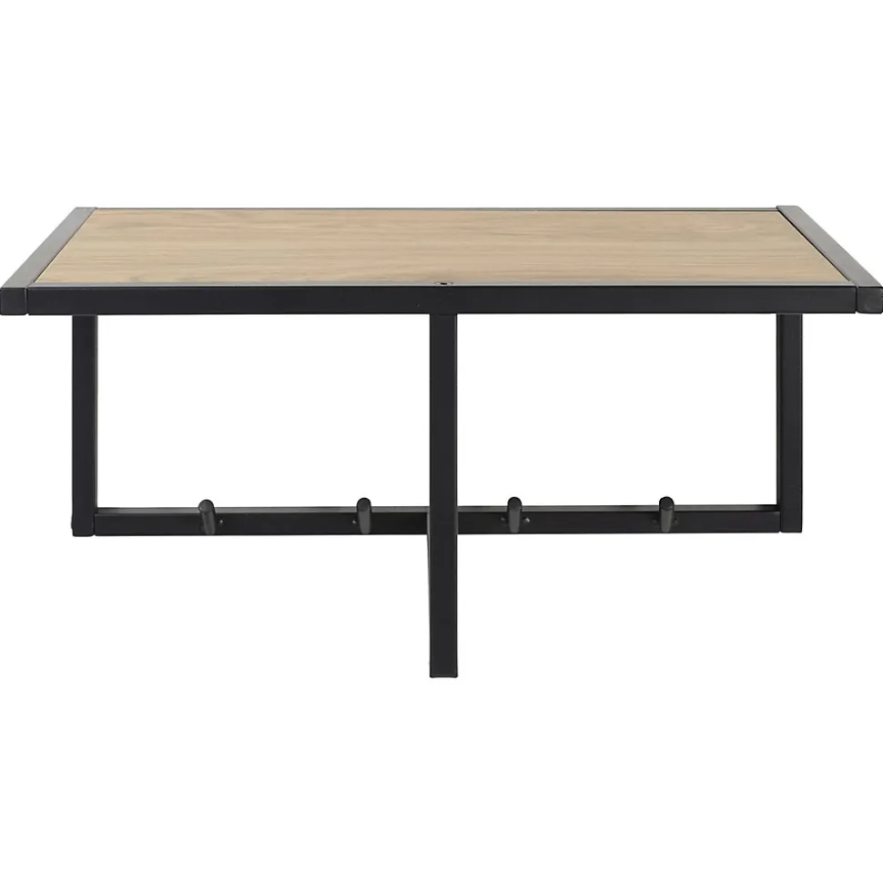 Etagère murale porte-manteau 4 accroches en MDF et Métal