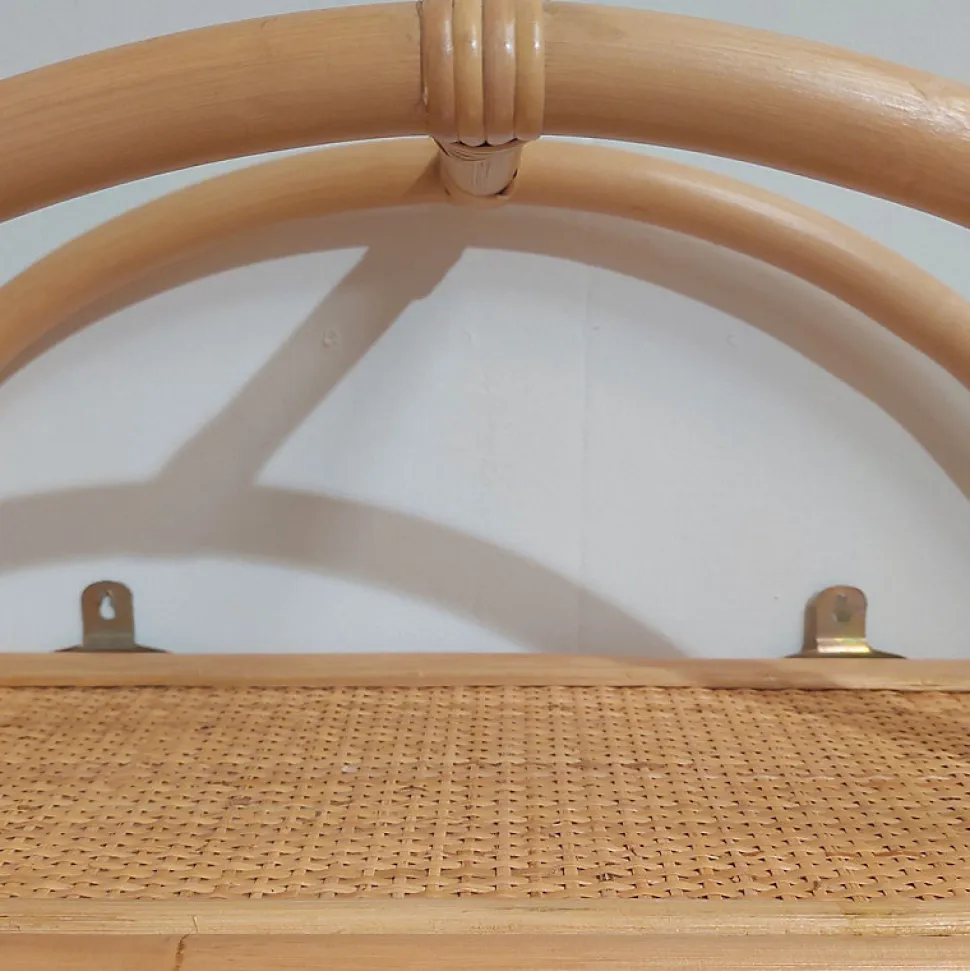 Etagère murale ronde D. 60 cm en rotin naturel 2 tablettes - HAZEL