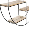 Etagère murale ronde LILY 4 niveaux bois et métal design industriel