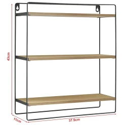 Etagère murale Skovbo à 3 niveaux 43 x 37,5 x 11 cm noir effet bois en.casa