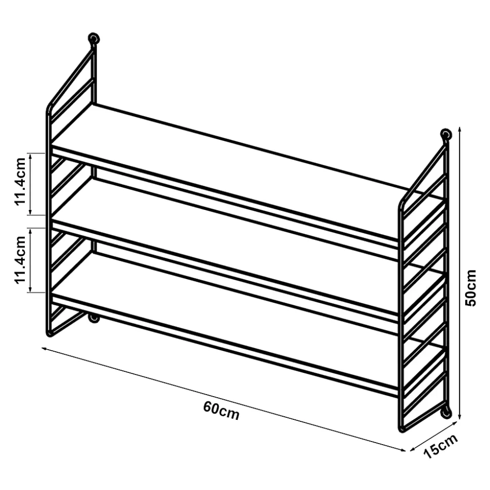 Etagère murale Strängnäs à 3 niveaux modulables 50 x 60 x 15 cm maron clair mat en.casa
