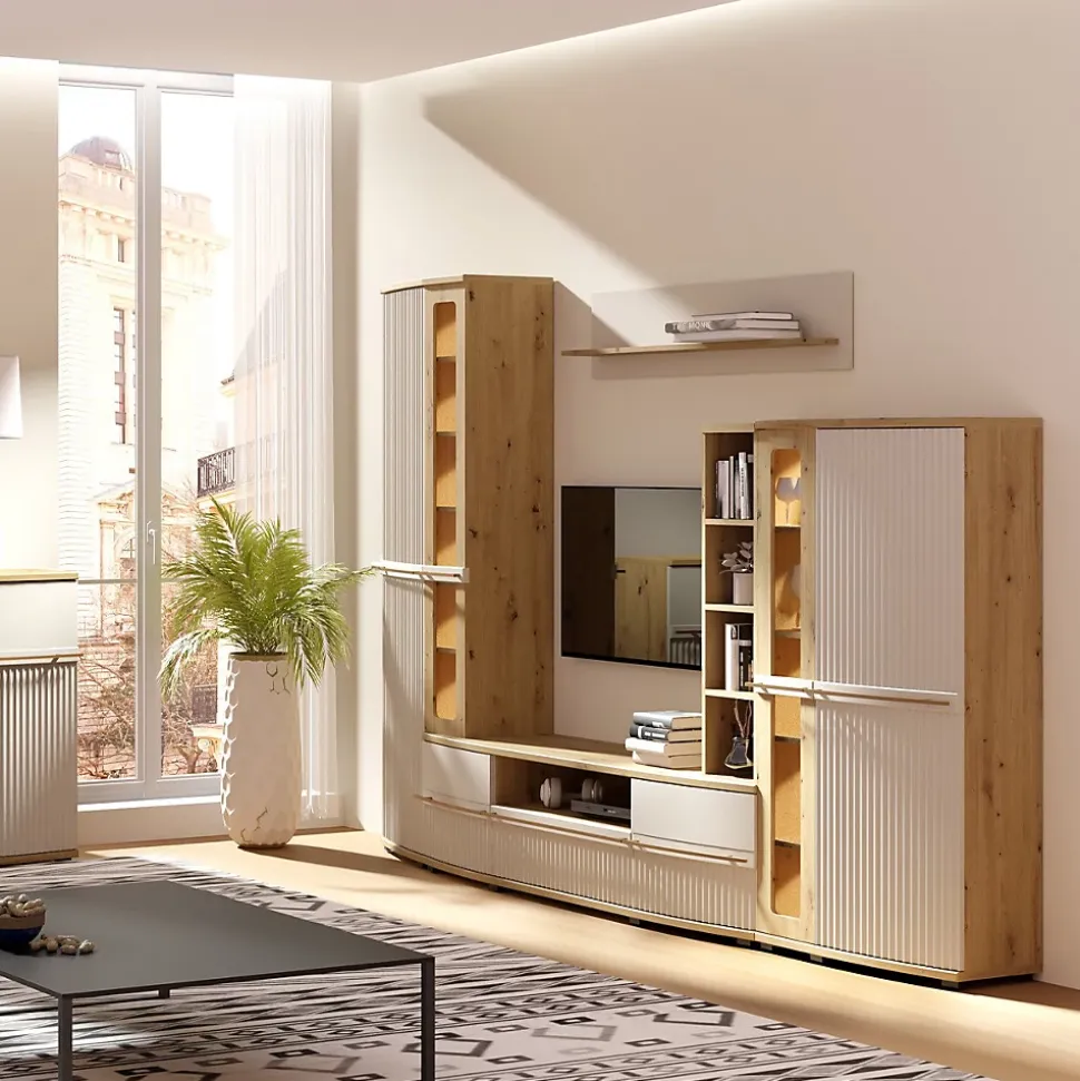 Etagère Murale 140x27 En Bois Design Moderne épuré Blanc Cassé
