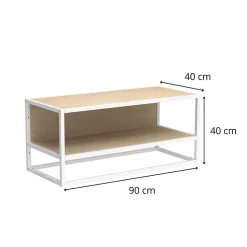 Etagère penderie murale MALYA en bois et métal blanc 90x40cm