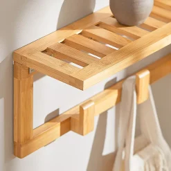 Etagère Porte-Manteau Mural avec étagère et 6 Crochets, FHK06-N, SoBuy