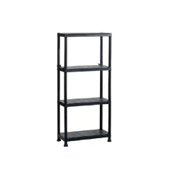 Etagère résine noire 4 tablettes L61xP31xH131cm Charge 30kg par étage ITOOLS