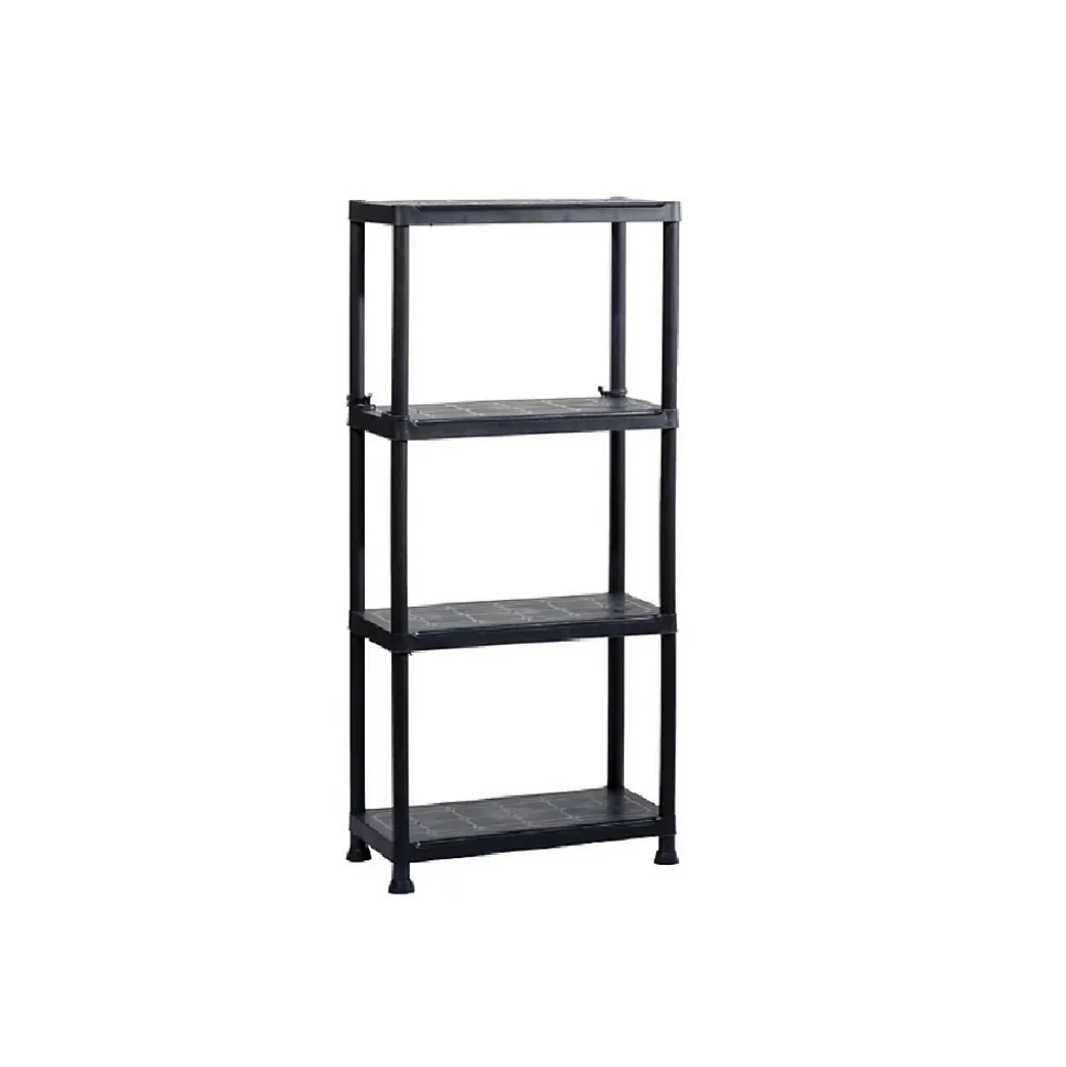 Etagère résine noire 4 tablettes L61xP31xH131cm Charge 30kg par étage ITOOLS