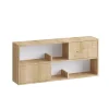 Etagère suspendue avec 2 portes et 2 niches ouvertes décor bois chêne L120 cm - LYA