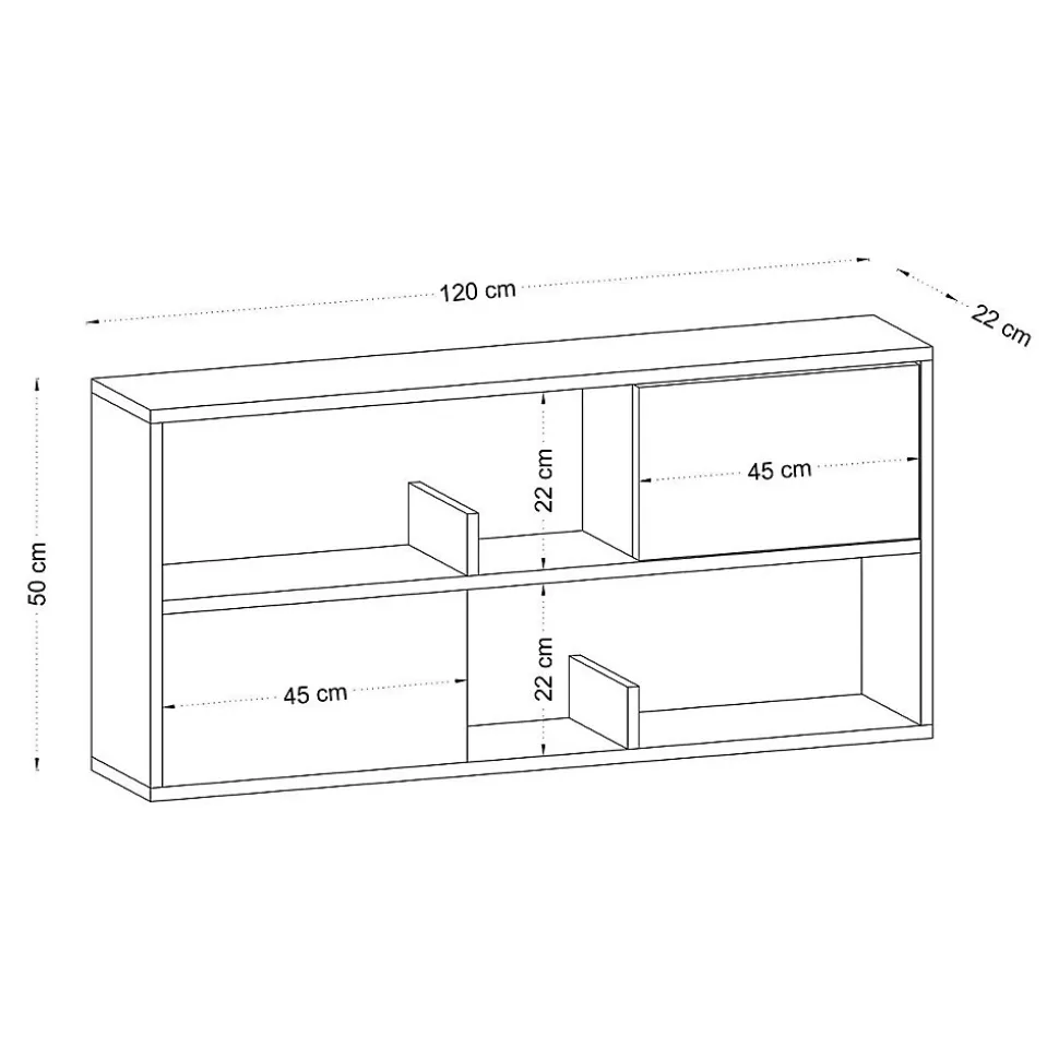 Etagère suspendue avec 2 portes et 2 niches ouvertes décor bois chêne L120 cm - LYA