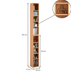 Etagères modulables MUSIQUE pour CD et DVD, en mélaminé couleur hêtre
