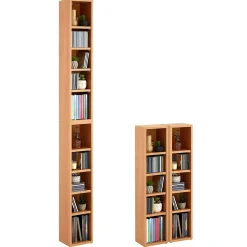 Etagères modulables MUSIQUE pour CD et DVD, en mélaminé couleur hêtre