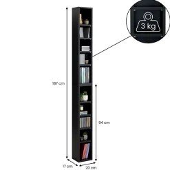 Etagères modulables MUSIQUE pour CD et DVD, en mélaminé noir mat