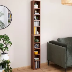 Etagères modulables MUSIQUE pour CD et DVD, en mélaminé couleur noyer