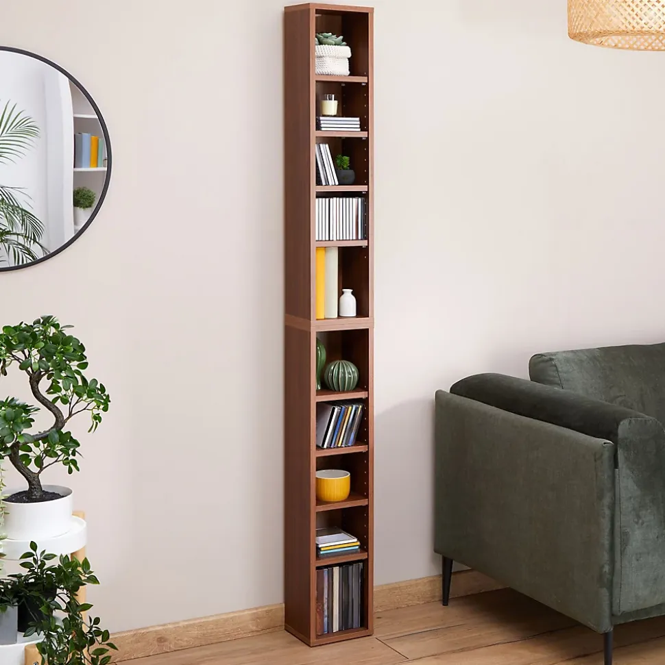 Etagères modulables MUSIQUE pour CD et DVD, en mélaminé couleur noyer
