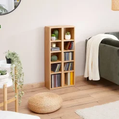 Etagères modulables MUSIQUE pour CD et DVD, en mélaminé décor chêne sauvage