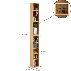 Etagères modulables MUSIQUE pour CD et DVD, en mélaminé décor chêne sauvage