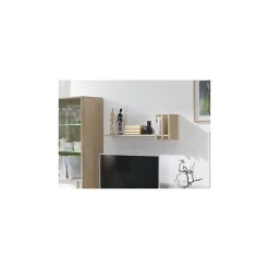 Etagères murales MALMO 100 cm coloris dab sonoma et blanc