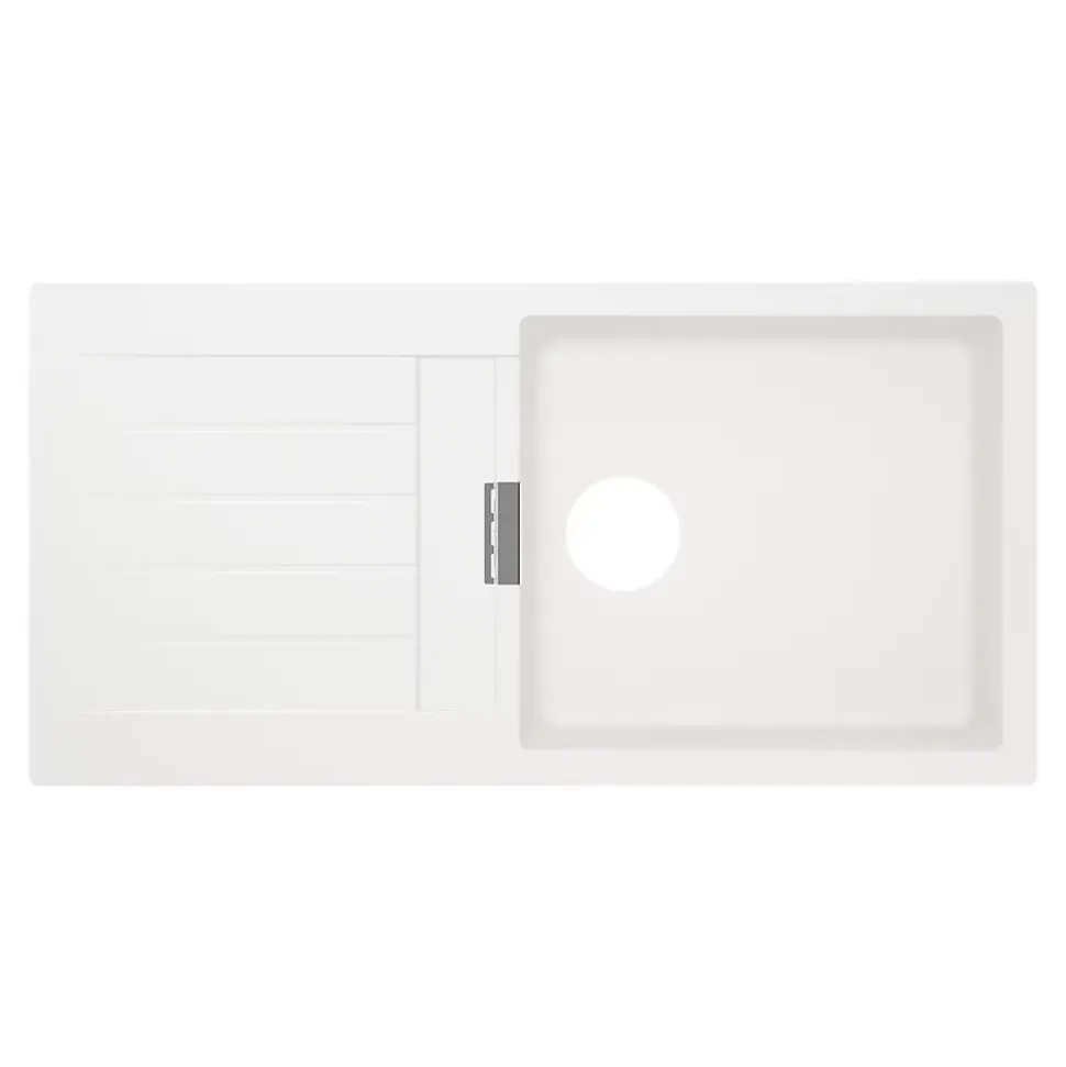 Evier à encastrer en composite quartz blanc 1 bac et égouttoir l. 50 x H. 30,4 x P. 19,7 cm GoodHome Torla