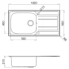 Evier à encastrer en inox microstructuré 1 bac et égouttoir l. 50 x H. 21 x P. 100 cm GoodHome Lucerne